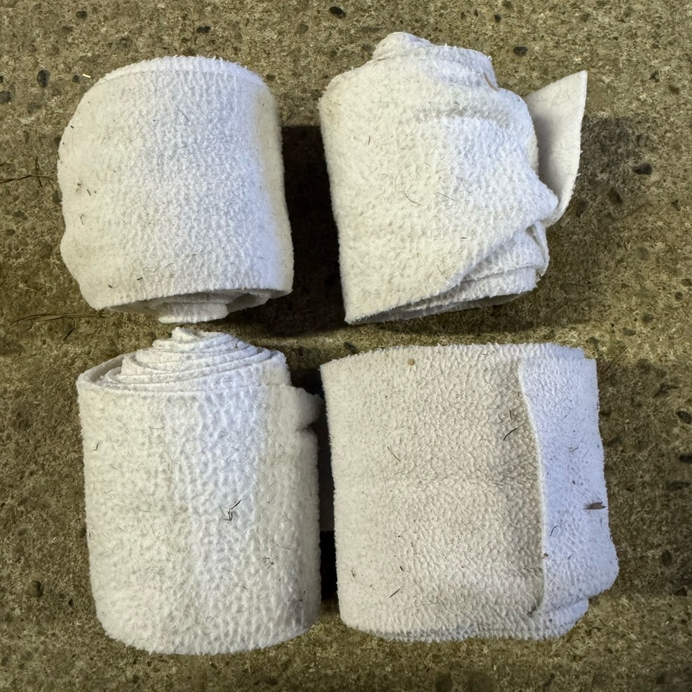 Set of 4 White Fleece Polo Horse Wraps Equestrian